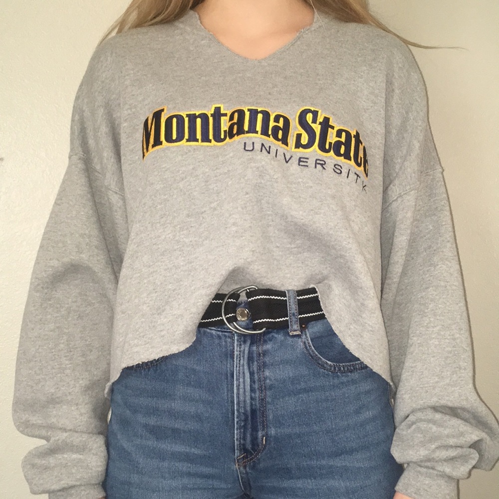 Cropped oversized Montana State crew neck